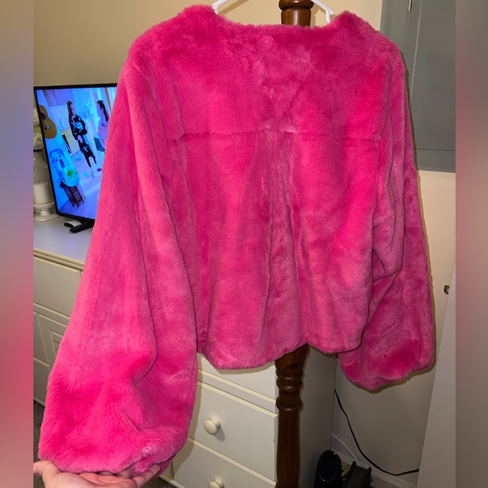 See And Be Seen Pink Faux Fur Jacket - Picture 11 of 15